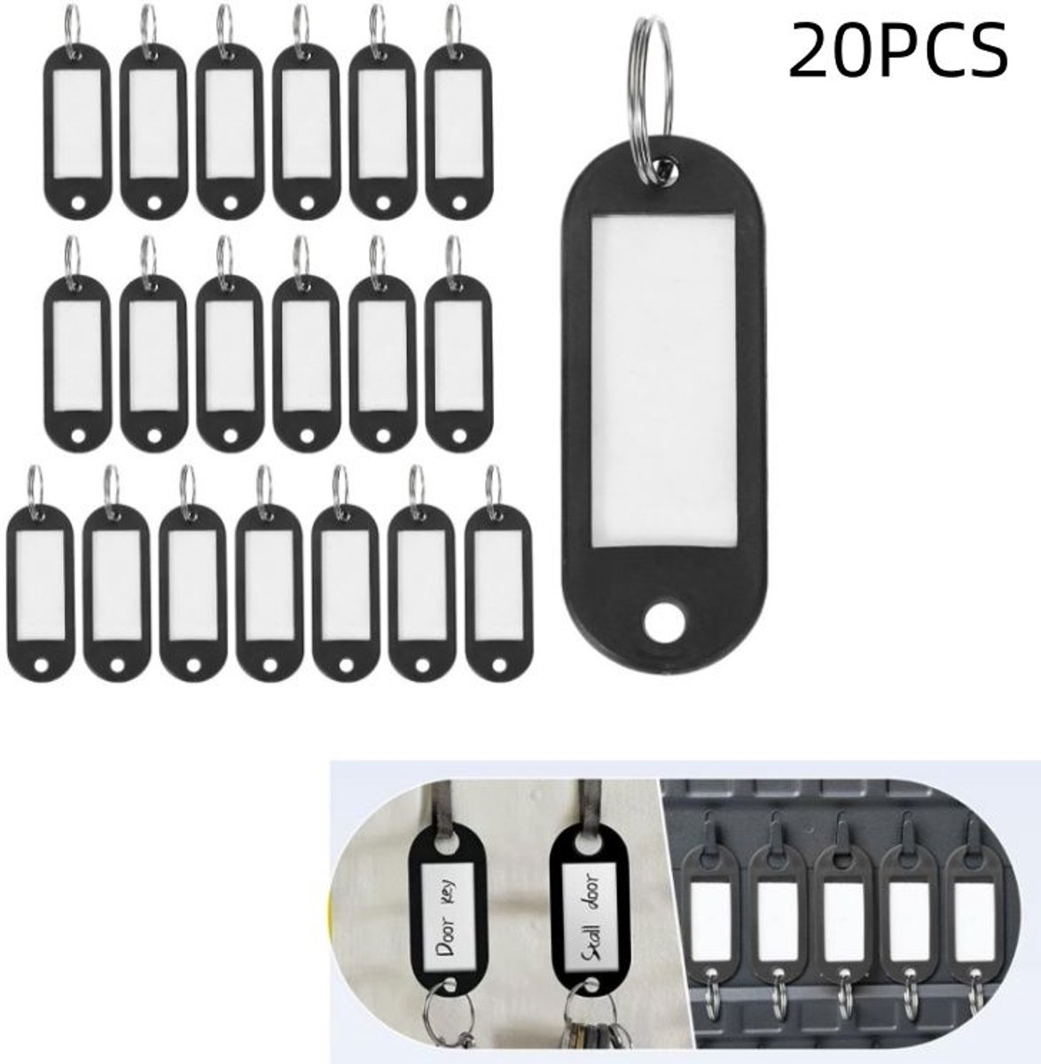 20 stuks-sleutelhangers-identificatielabels-bagagelabels-geschikt voor hotel- en restaurantnummerclassificatie-zwart-4,7*2,2*0,3 cm