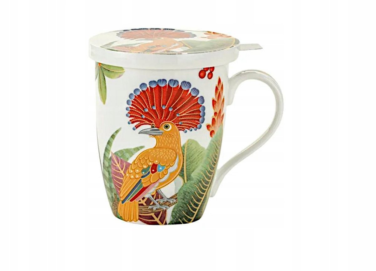 Bone China Mok 450ml met Infuser - Vogels