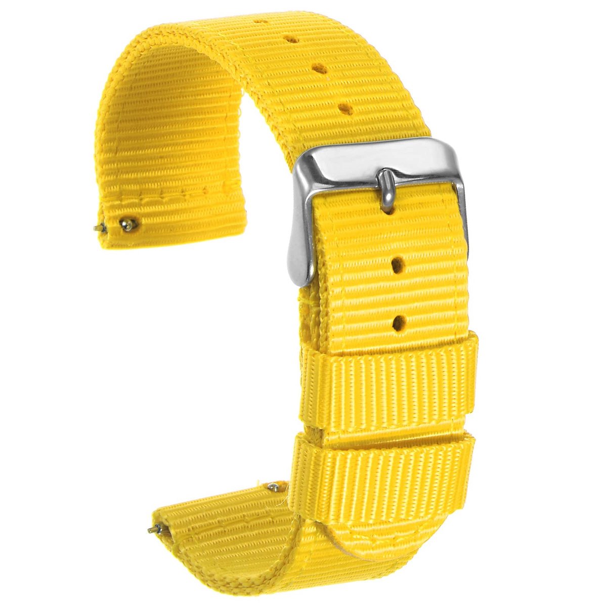 Solidchoice - Nylon Horlogeband 20mm Breed, Geel met Zilveren Gesp