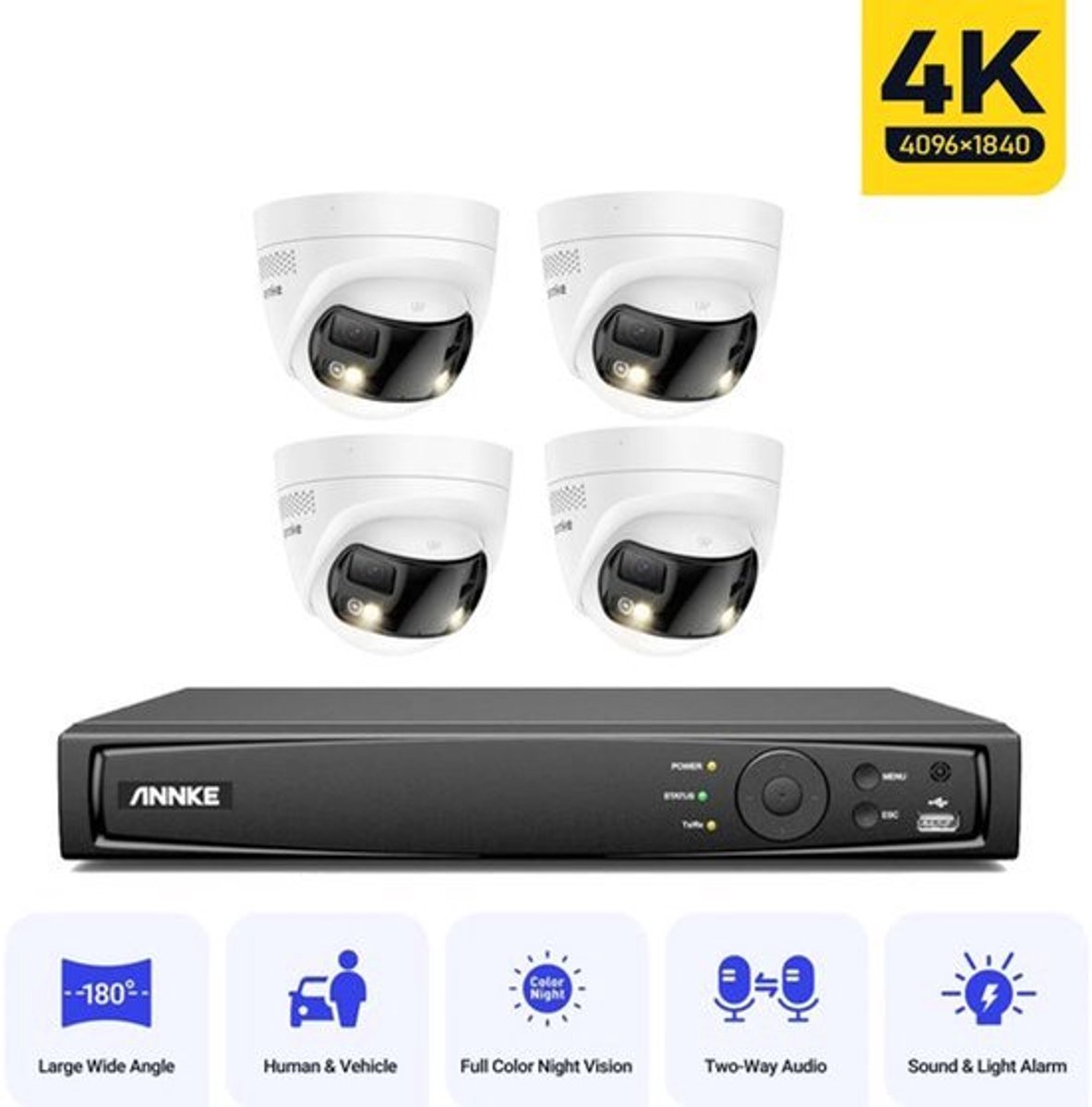IP Cameraset – Beveiligingscamera – Surveillance Camera – Bewakingscamera – Buitenbeveiliging – AI Beweging Detectie Met Nachtzicht - 180° Ultrabreed Dual-Lens - 1T
