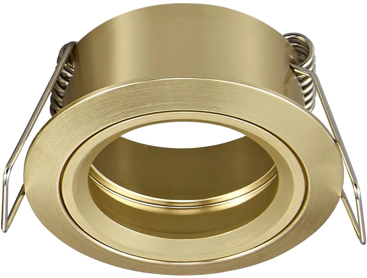 Saturn Mini inbouwspot, vaste niet-kantelbare uitvoering, MR11-fitting, aluminium, kleur goud, lichtbron niet inbegrepen