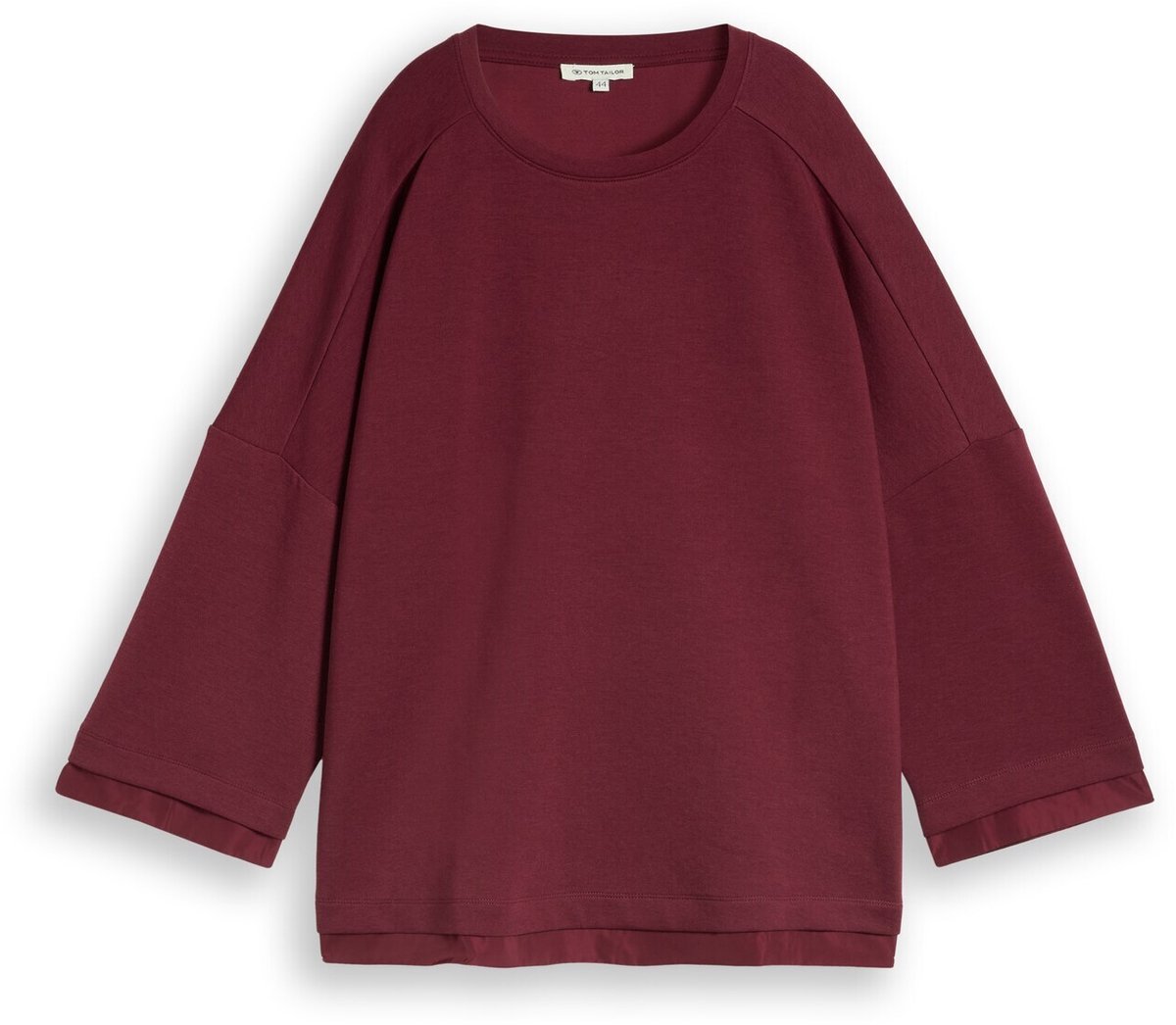Tom Tailor - Plus Size - Sweatshirt met losse pasvorm en 7/8-mouwen - Maat 48 - Preppy Plum