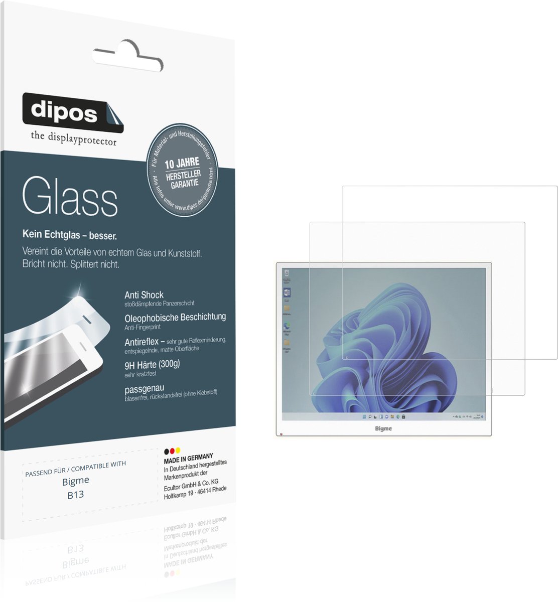 dipos – 2x Matte Pantserfolie geschikt voor Bigme B13 | 9H Screenprotector