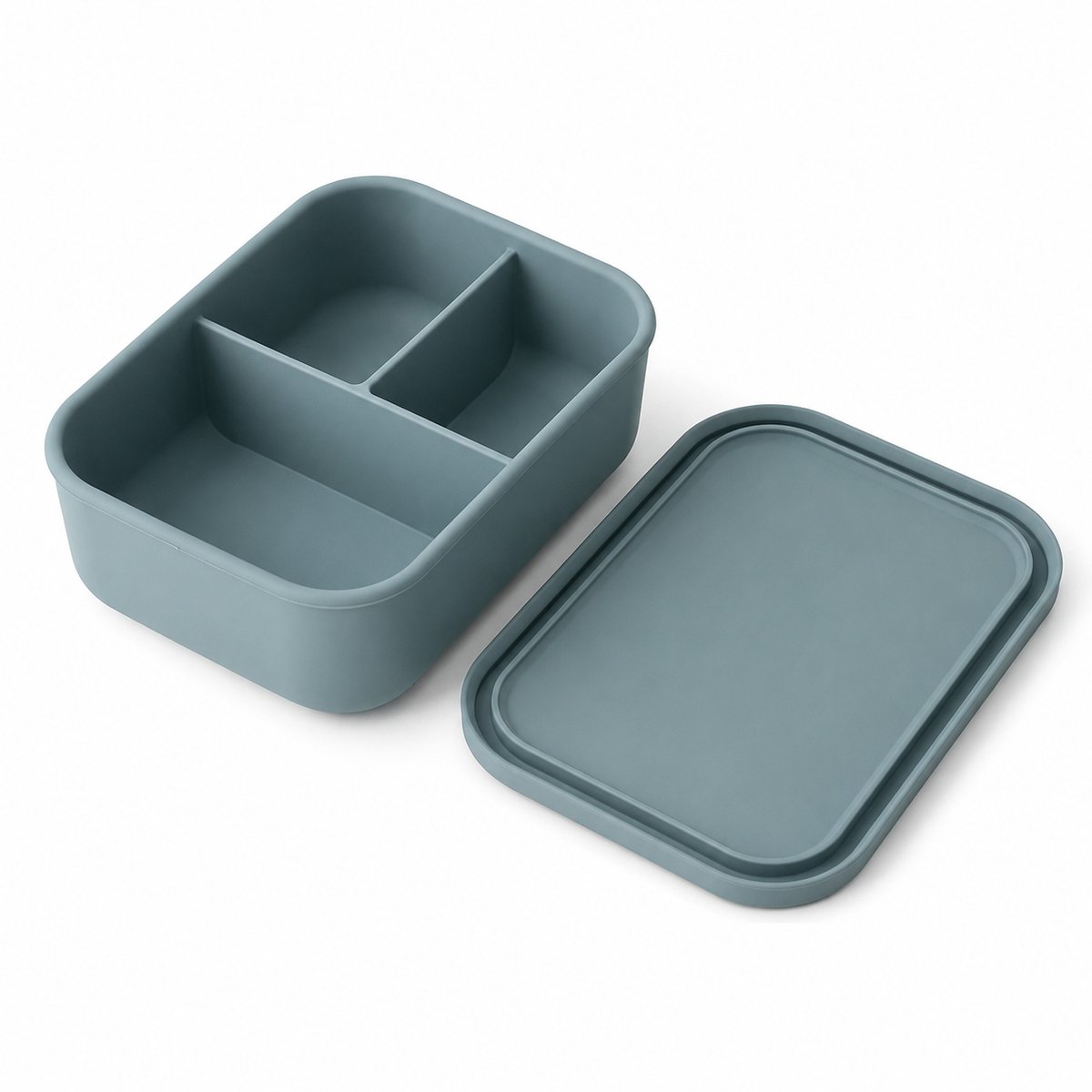VHV - Lunchbox met 3 vakken 700 ml - Siliconen bentobox met deksel - Zeeblauw - Voor werk, school en onderweg