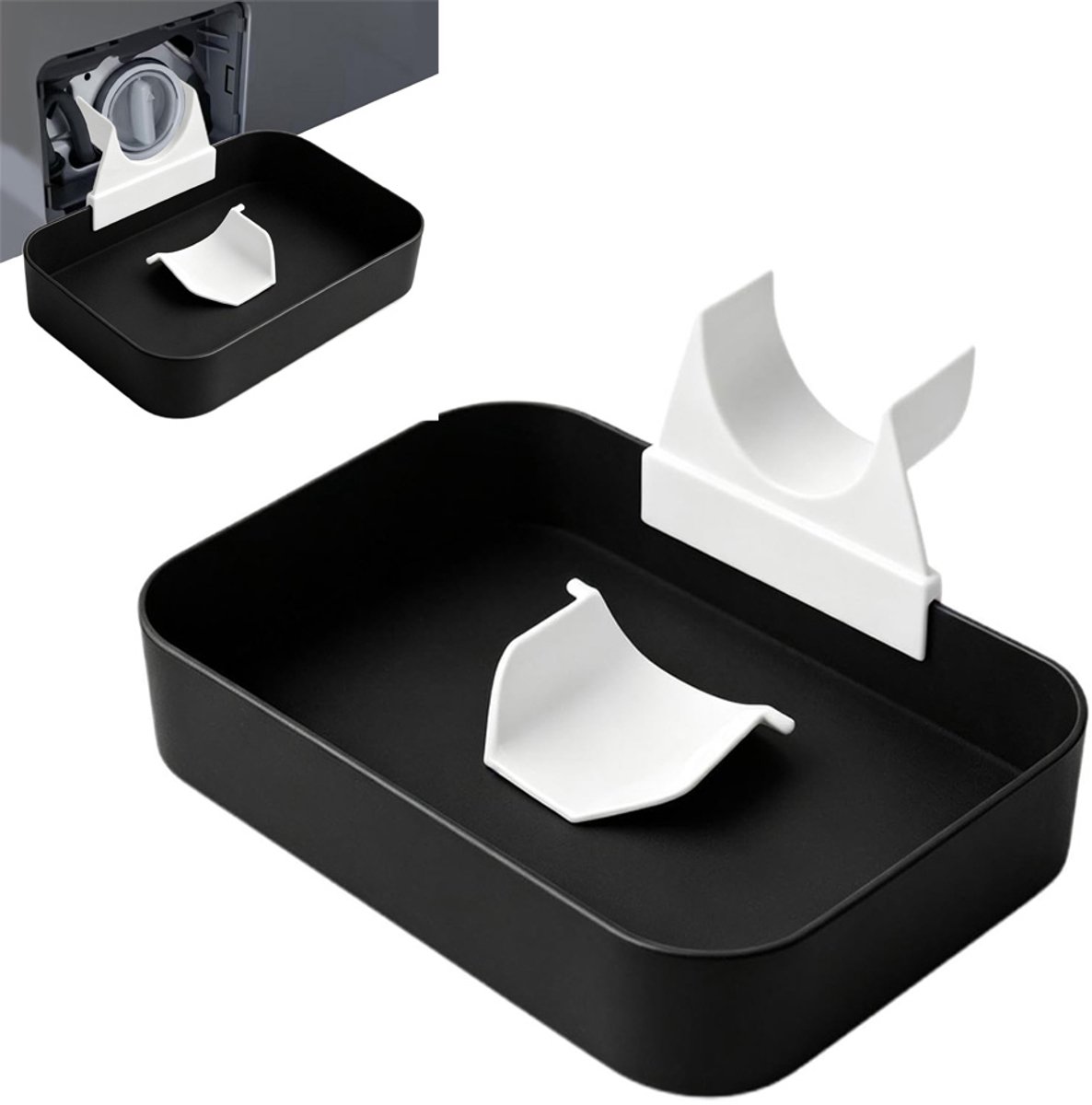 Lekbak Wasmachine - Afvoerbak voor wasmachine - Afvalwaterbak van de wasmachine - Afvalwateropvangbak - 18.4 × 13.6cm - Geschikt voor wasmachines - Zwart