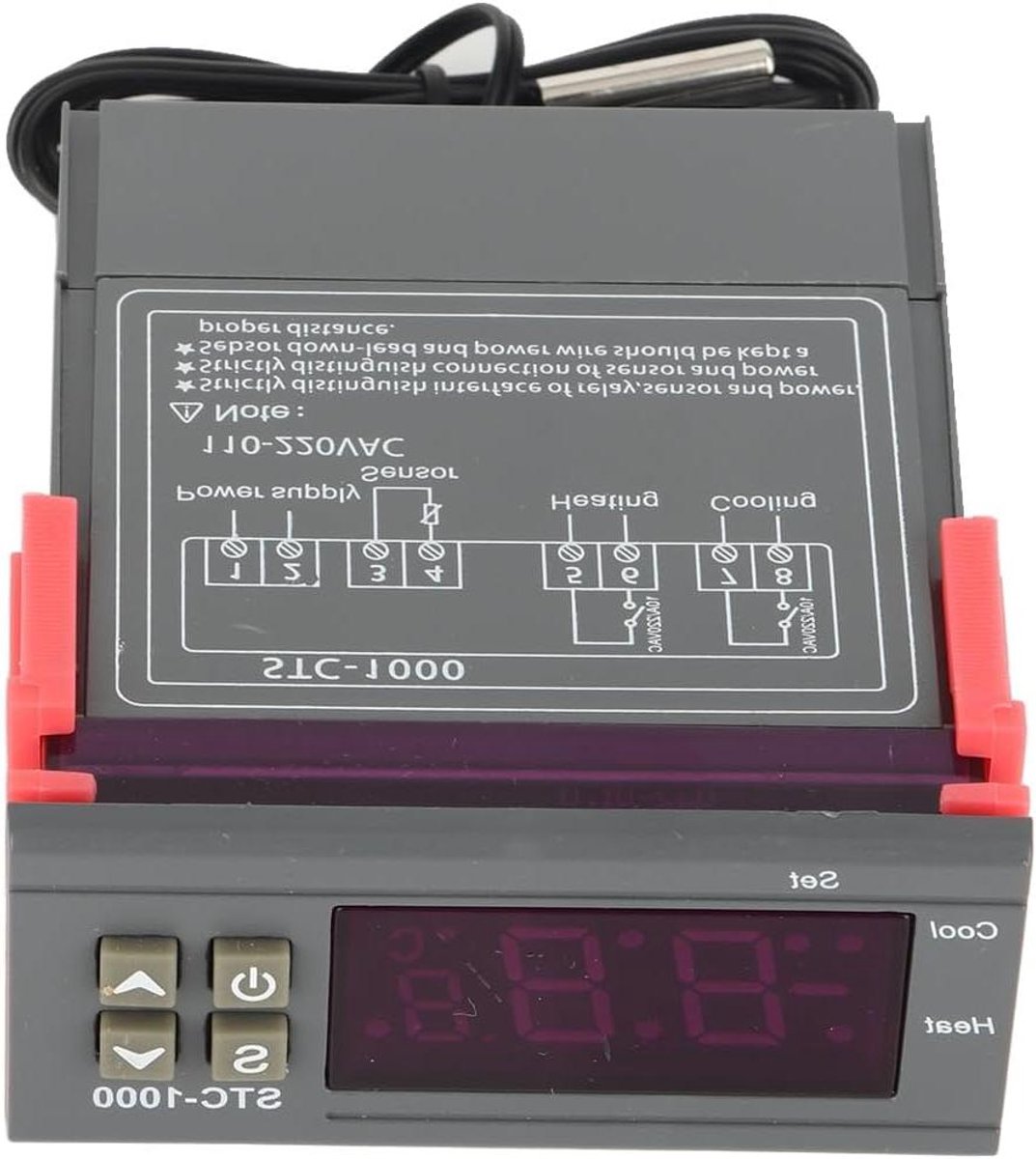 Digitale Temperatuurregelaar - Thermostaat Controller Alarm - Temperatuur Bewaken - Verwarming Koeling Modus - 110-220V - Zwart