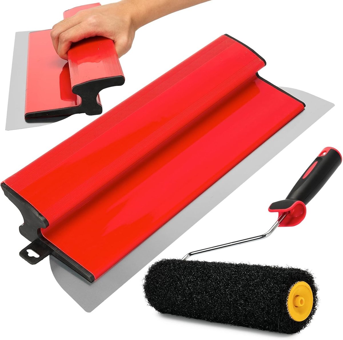 Flat Spatel met Spatula Roller 23 cm, Roestvrijstalen Blad, Gereedschap voor Muurdecoratie, Schilderen en Renovatie in Grote Werkruimtes