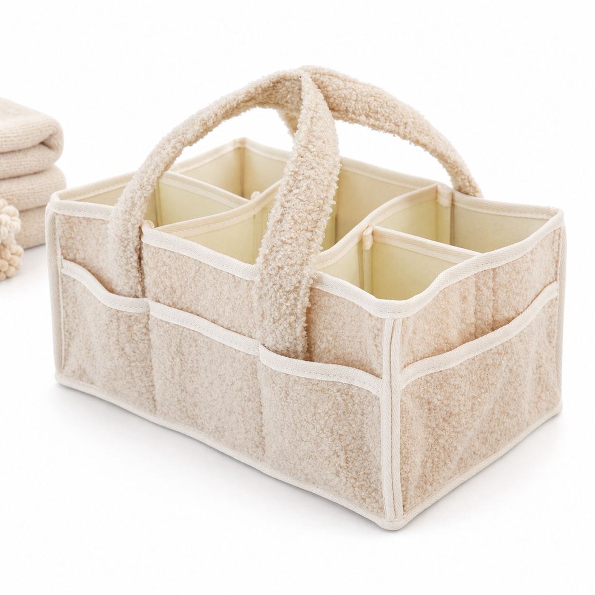 VHV-Luiertas Organizer - Vilten Baby Opbergtas met Uitneembare Vakken - Multifunctionele Verzorgingstas voor Luiers en Baby-items - Beige