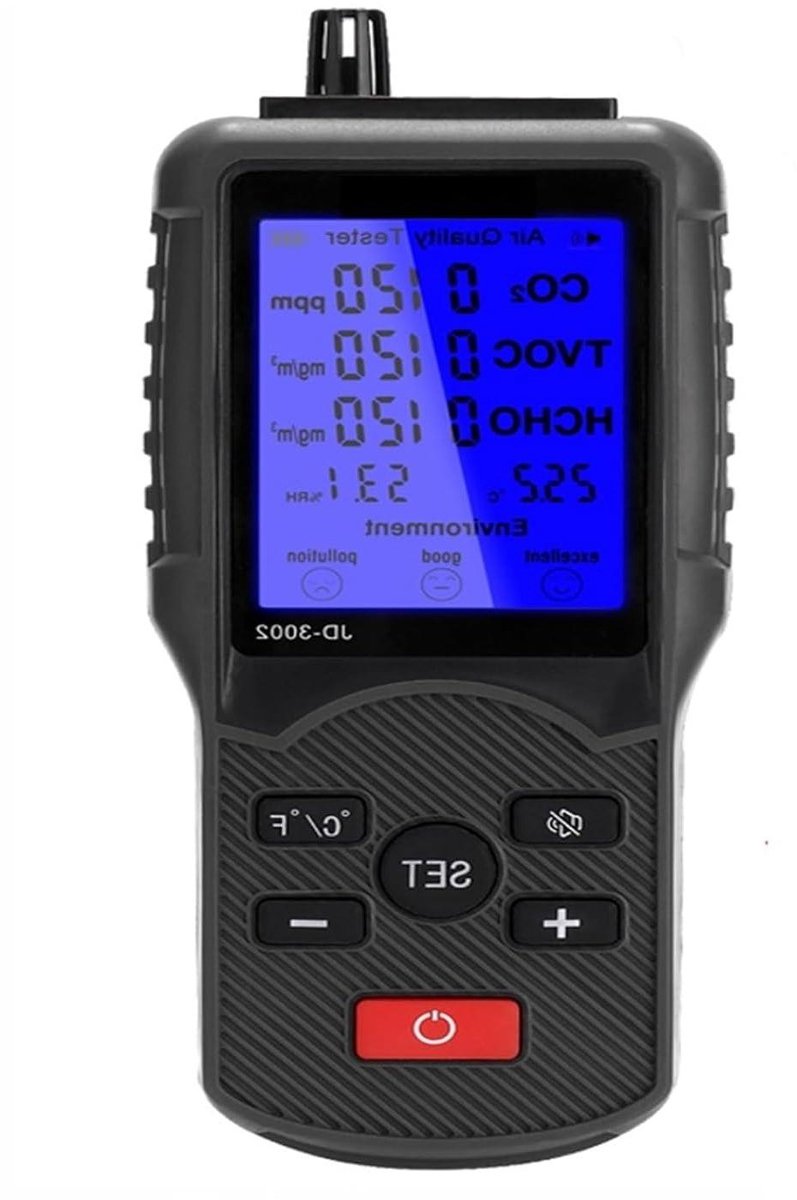 Luchtkwaliteit Monitor - CO2 Meter Tester - Gezonde Leefomgeving Creëren - Digitale Temperatuur Sensor - 176 x 73 x 29mm