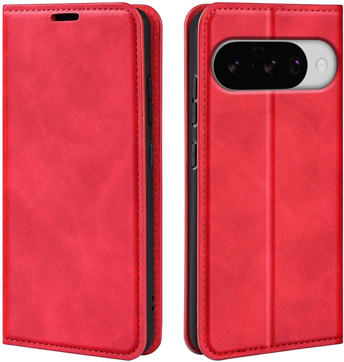MobyDefend Hoesje - Geschikt voor Google Pixel 11 - Luxe Wallet Bookcase (Magnetische Sluiting) - Rood
