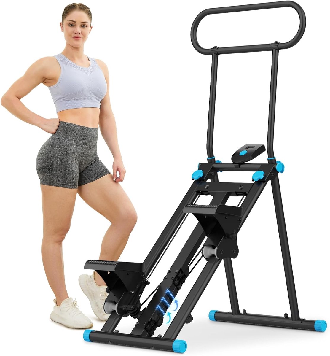 Traptrainer met verstelbaar stuur - LCD-display - Compacte fitnessmachine - Ideaal voor thuisgebruik - ShopVlot