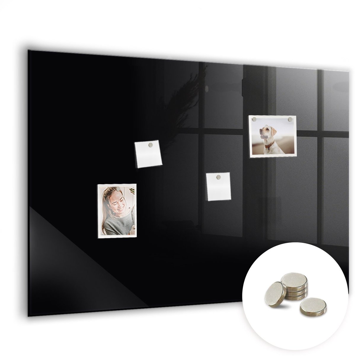 Coloray Glazen Magneetbord - Magnetisch Bord Grijze kleur - 100x70 cm - Zwart Magneetbord - Magnetic Board - Woonkamer Decoratie