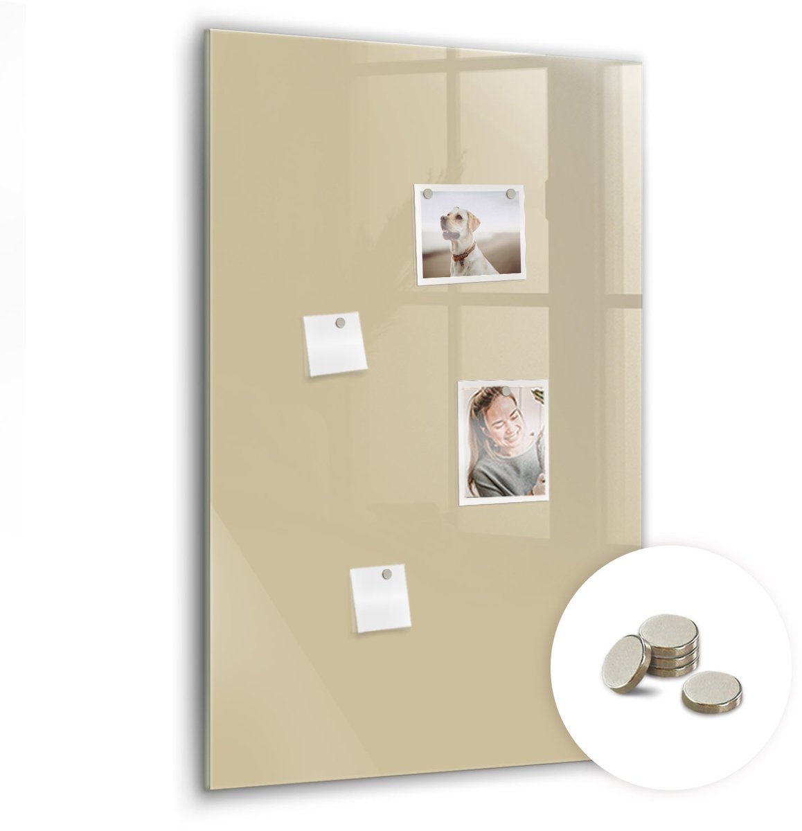 Coloray Glazen Magneetbord - Magnetisch Bord Bamboe - 60x90 cm - Beige Magneetbord - Magnetic Board - Magneetbord Design