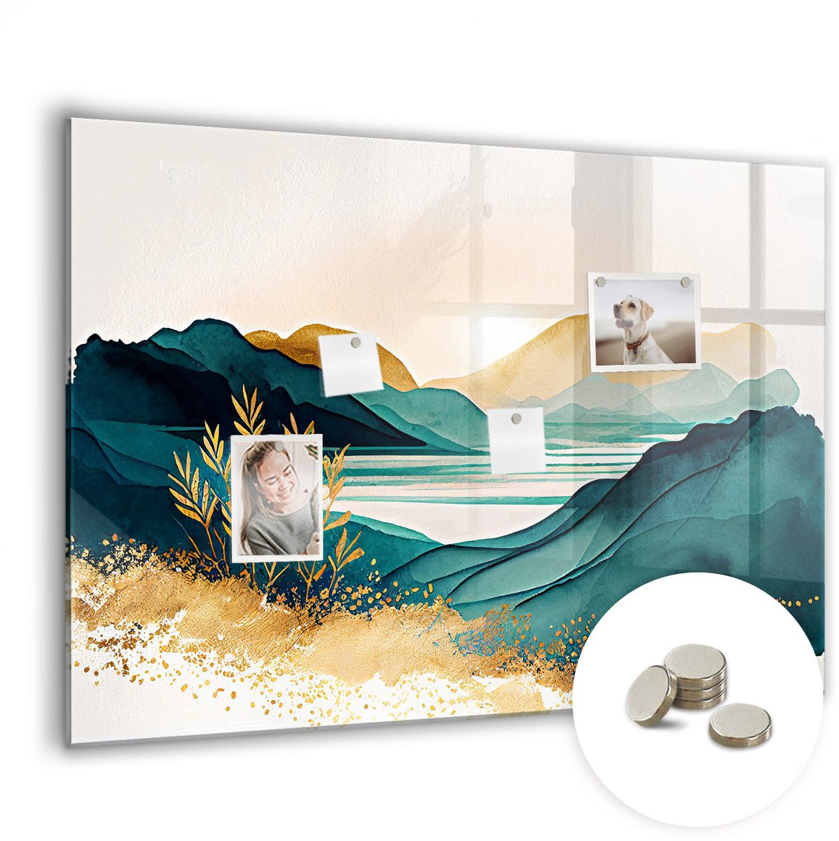 Coloray Glazen Magneetbord - Magnetisch Bord Wereld van sterren, ruimte - 100x70 cm - Veelkleurig Magneetbord - Magnetic Board - Kinderkamer Decoratie