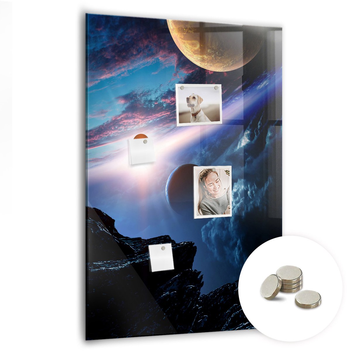 Coloray Glazen Magneetbord - Magnetisch Bord Lijnen landschap natuur - 70x100 cm - Veelkleurig Magneetbord - Magnetic Board - Woonkamer Decoratie