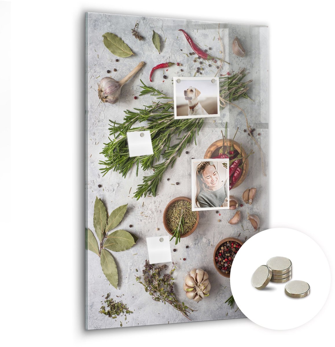 Coloray Glazen Magneetbord - Magnetisch Bord Chilipepers - 60x90 cm - Grijs Magneetbord - Magnetic Board - Glazen Magneetbord