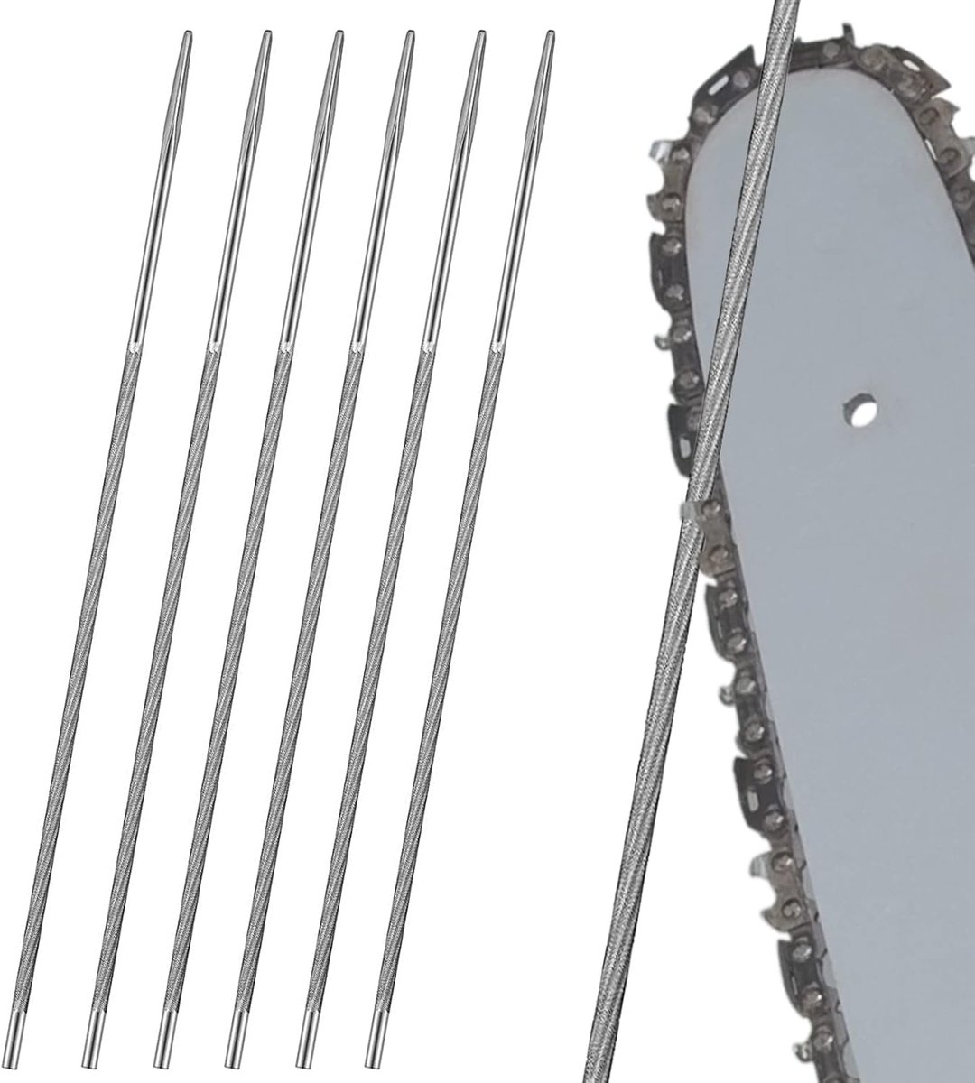 SnelShoppen - Ronde Bestanden voor Kettingzagen, 4 mm, Bestanden voor Zaagkettingen, Hoogwaardige Metalen Bestanden, Set van 6 voor Onderhoud en Scher
