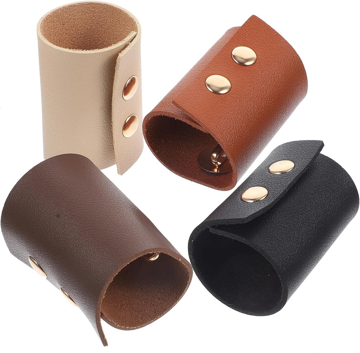 SnelShoppen - 4 Stuks Elastische Haaraccessoires Haarwraps voor Vrouwen, Leer Ponytail Houder, PU Haar Cuff, Cosy Ms Hoofdband, Elegante Haarclip voor