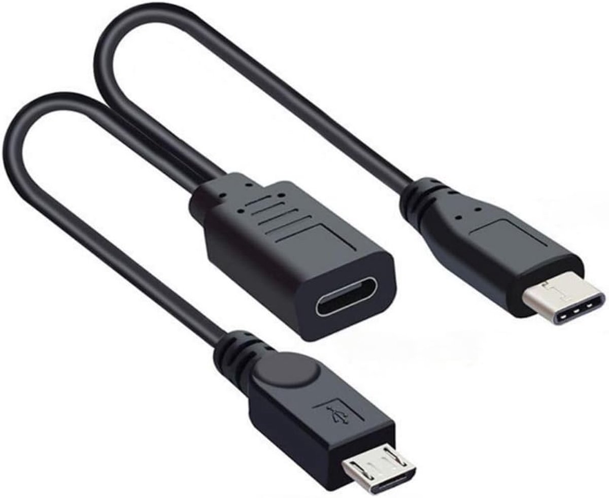 SnelShoppen - Chenyang C-Splitter Multi-Oplaadkabel 1 Naar 2, Micro USB Oplaadkabel voor Twee Apparaten Gelijktijdig, 0.98FT/0.3M, Geschikt voor Smart