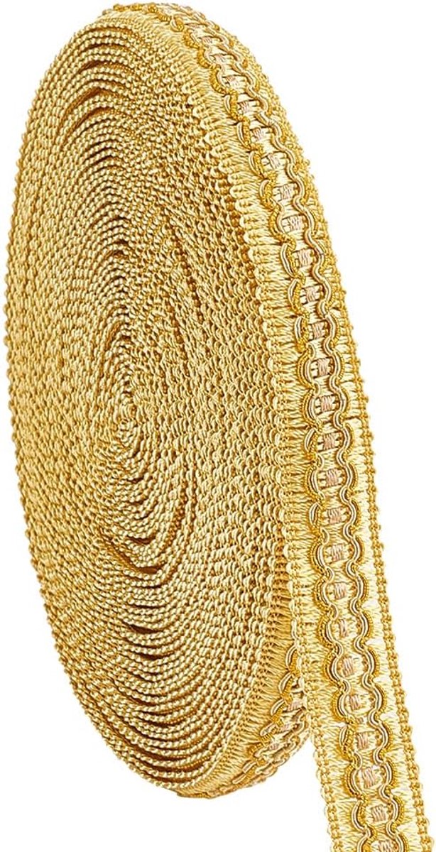 SnelShoppen - 12m Gouden Gimp Braid Trim Golvend Kantlint, Decoratieve Tape, Stoflint voor Naaiwerk, Kostuums, Huisdecoratie, 3/4 Inch Breed