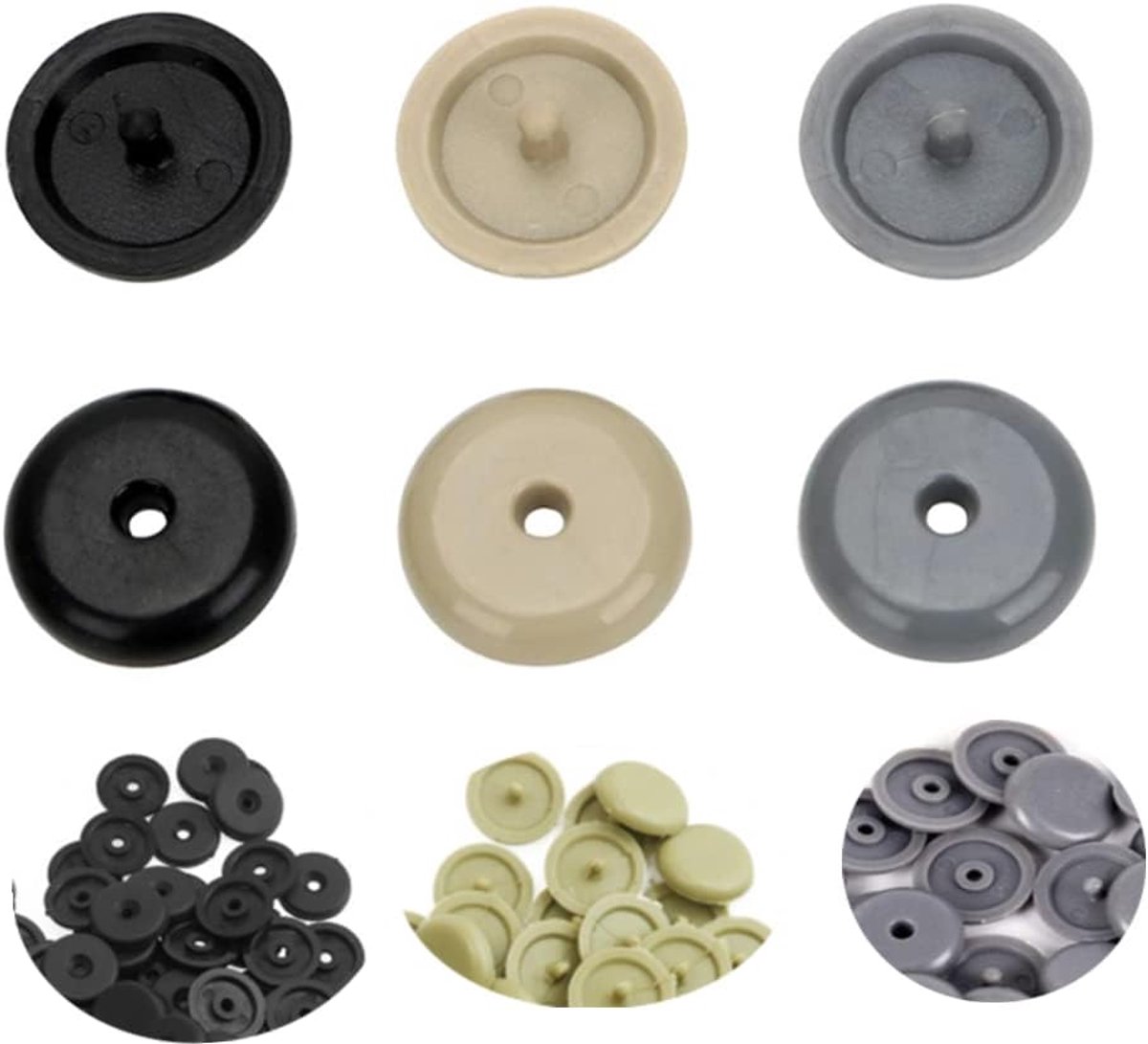 SnelShoppen - Safety Belt Stopper Button Set - 30 Pairs Zwart Grijs Beige Auto Veiligheidsgordel Knoppen - Voorkom Gordelverschuiving - Plastic Caps 1