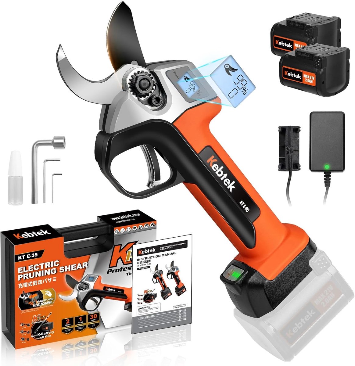 SnelShoppen - Professionele Elektrische Tuinscharen 35 mm - 18 V 2 Ah Lithium Accu - KPRO 21V 1.4 Inch Elektrische Takkenknipper - Geavanceerde Snijco