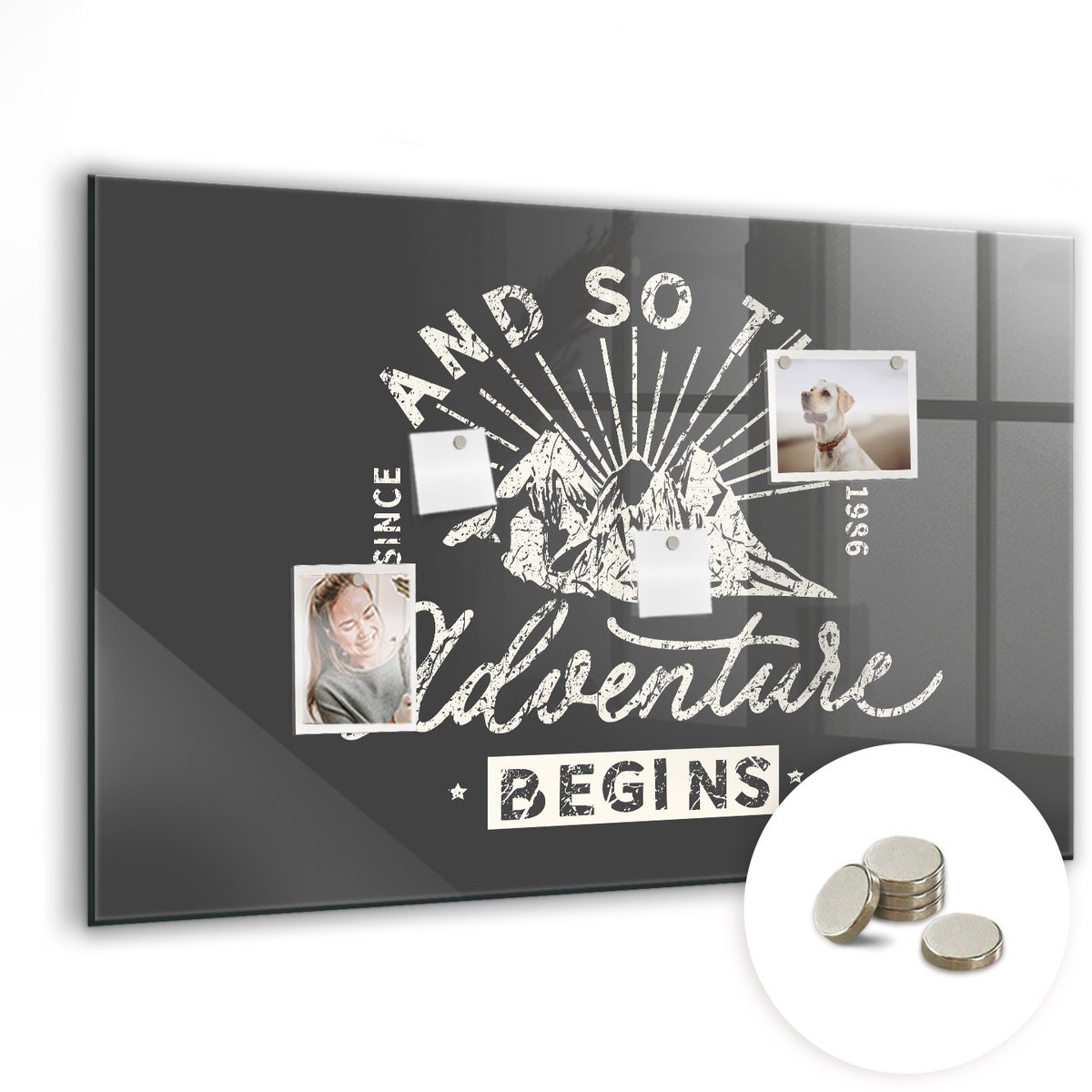 Coloray Glazen Magneetbord - Magnetisch Bord Graffiti - 90x60 cm - Grijs Magneetbord - Magnetic Board - Memobord