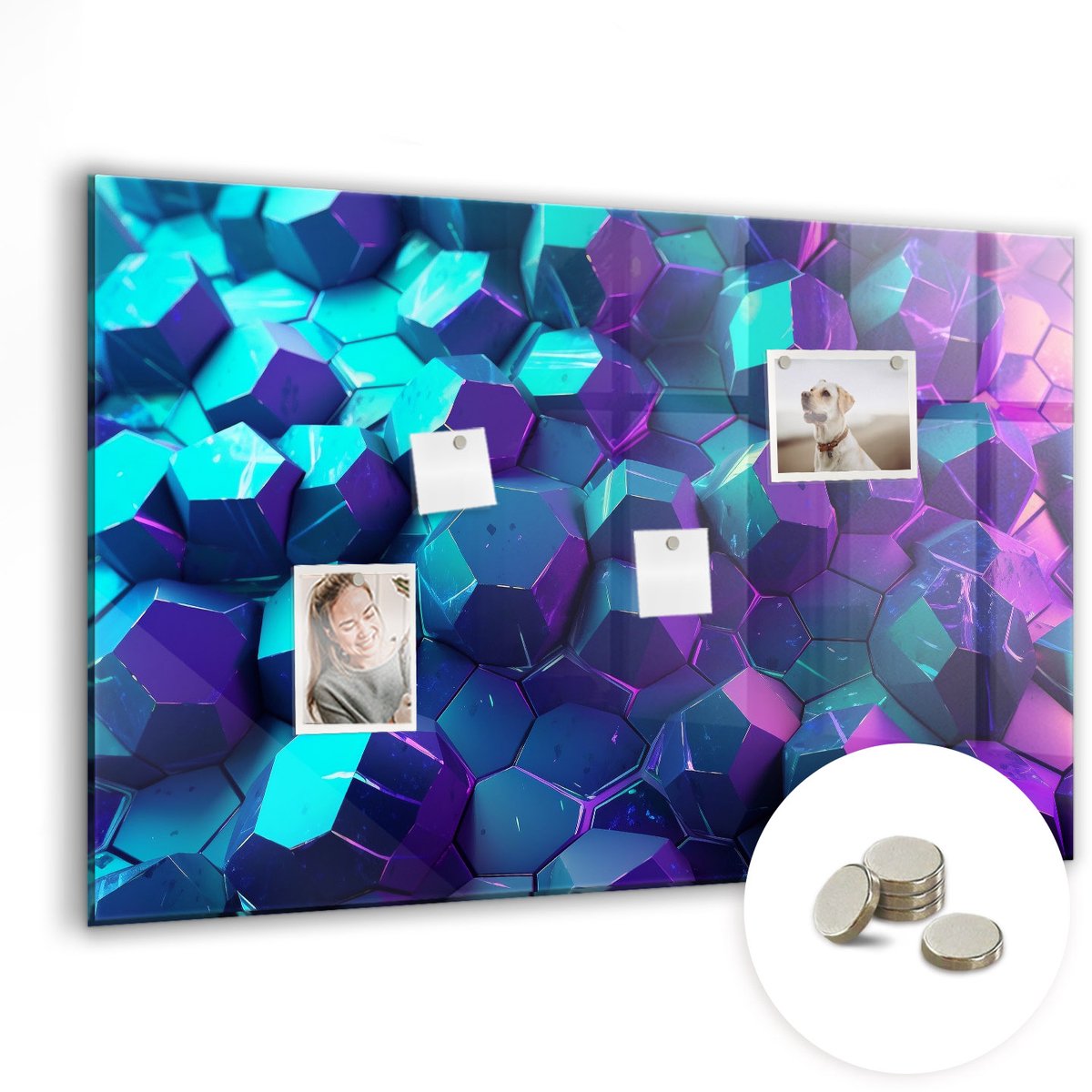 Coloray Glazen Magneetbord - Magnetisch Bord Wereldkaart - 90x60 cm - Veelkleurig Magneetbord - Magnetic Board - Magneetbord Design