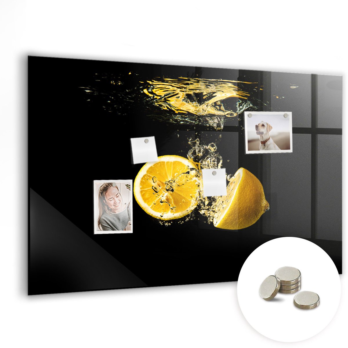 Coloray Glazen Magneetbord - Magnetisch Bord Natuur laat achter - 90x60 cm - Geel Magneetbord - Magnetic Board - Woonkamer Decoratie