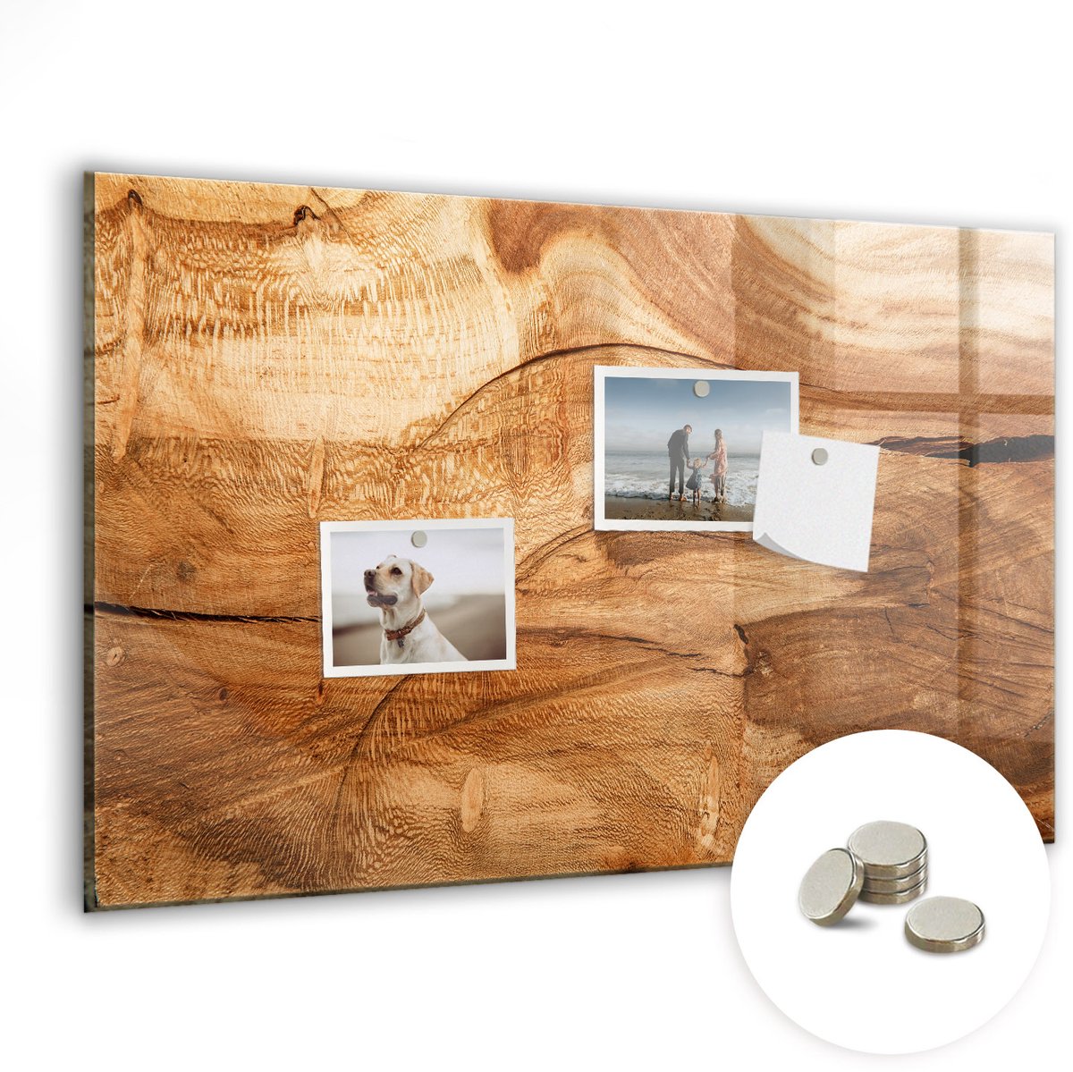 Coloray Glazen Magneetbord - Magnetisch Bord Houtstructuur - 60x40 cm - Bruin Magneetbord - Magnetic Board - Bureau Decoratie