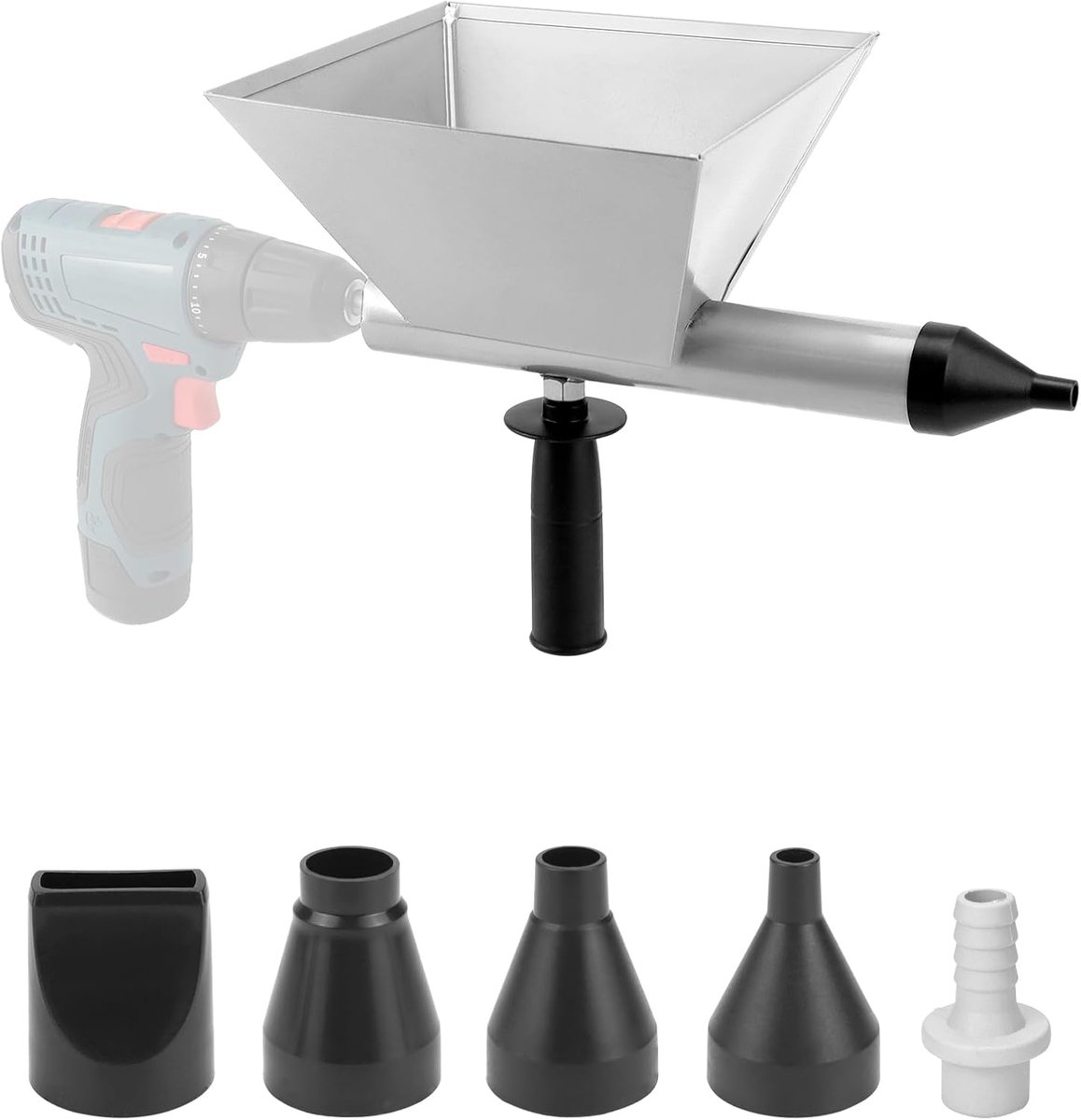SnelShoppen - Elektrische mortelspuit voor mortel, mortelpers met 4 metalen spuitmonden, duurzaam staal en ergonomisch handvat voor efficiënt gebruik,