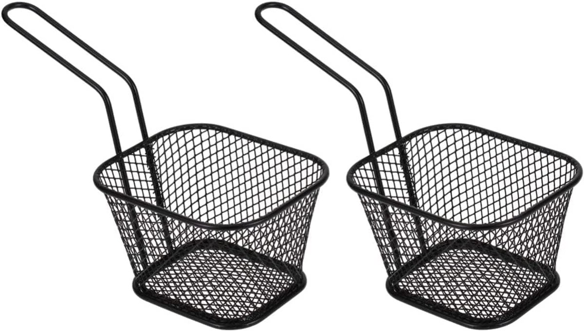 Frituurmandje 2pcs - Mini vierkante manden - Metalen frituurmand voor friet - Ideaal voor snacks - SnelShoppen