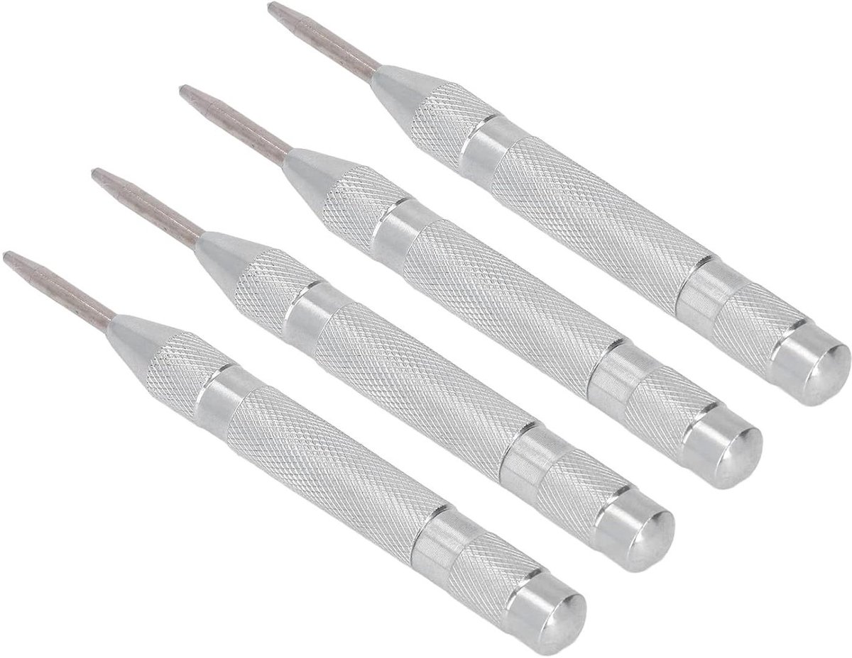 Centerpons Set - Doorslag Gereedschap - Positionering op Staal - Antislip Kartelontwerp - 5 Inch - Zilver