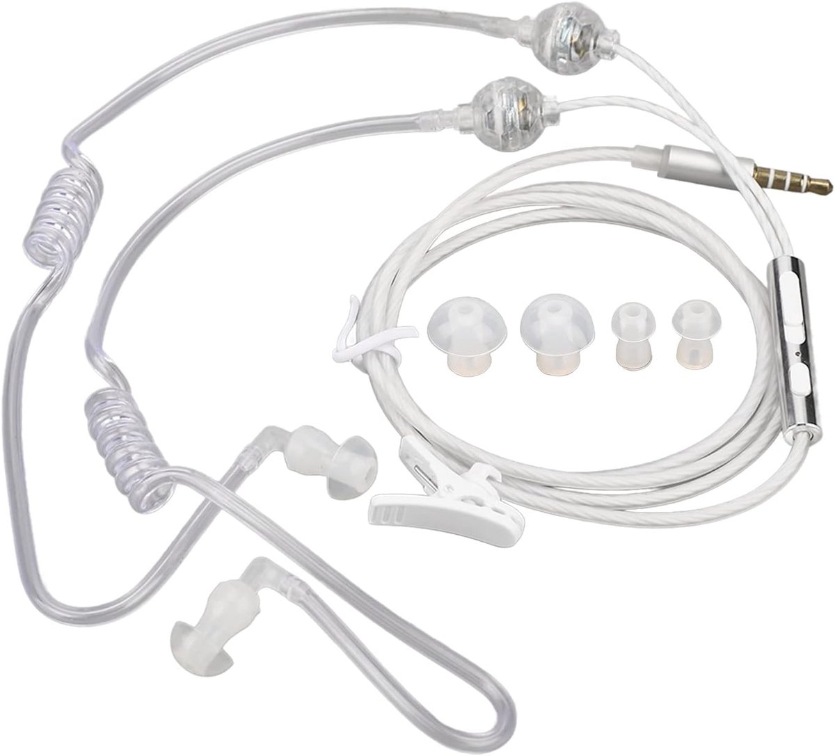 SnelShoppen - Air Tube Hoofdtelefoon, Universeel 3.5mm In-Ear, Bilaterale Luchttubes, Stralingsvrije Hoofdtelefoon met Geluiddemping en Premium Geluid