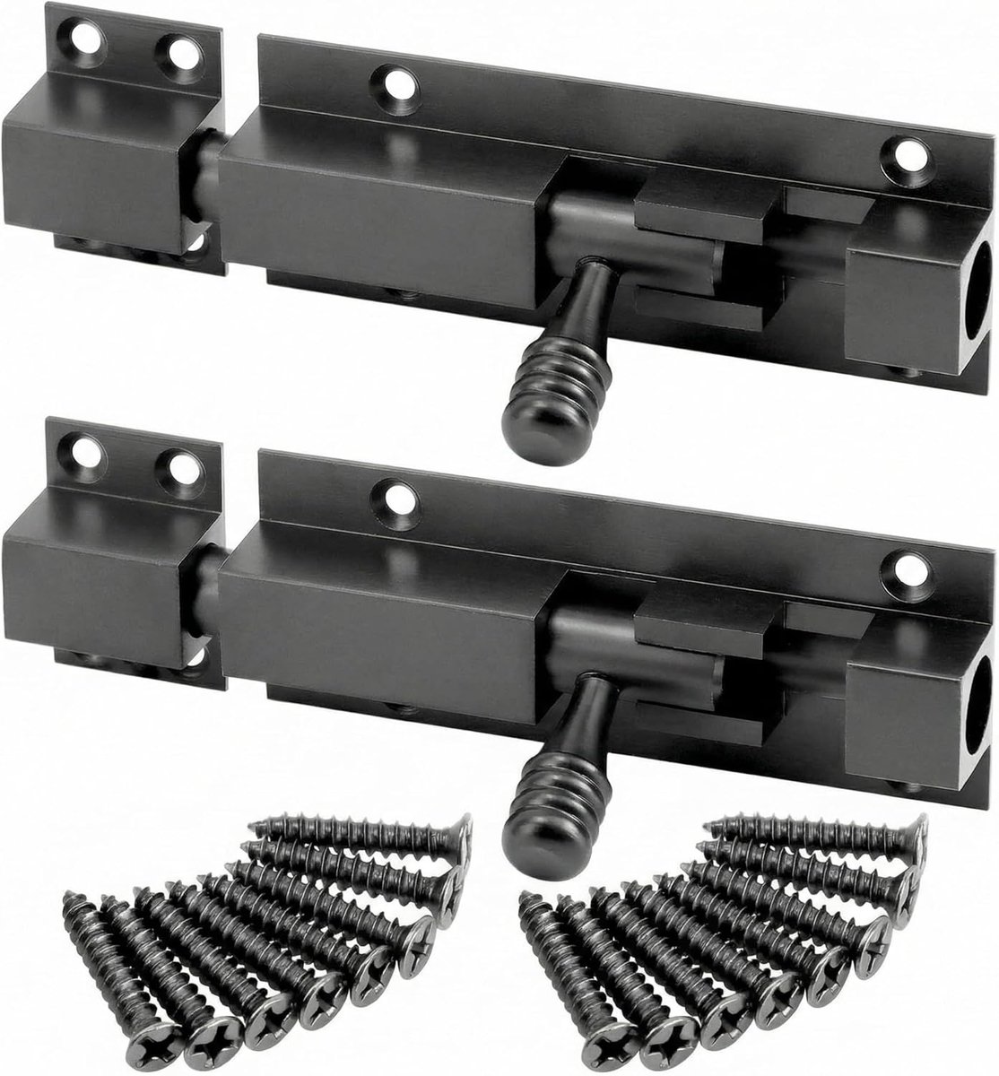 SnelShoppen - 2x Aluminium Deurslot Bout - 130 x 37 mm - Bout Ø 12 mm - Schuifvergrendeling voor Deur, Raam, Poort, Schuur (Zwart)