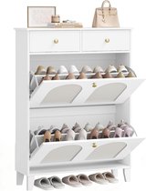 Schoenenkast - Opbergmeubel - Schoenen Opbergen - Met Lades - 82 cm Breed - Wit