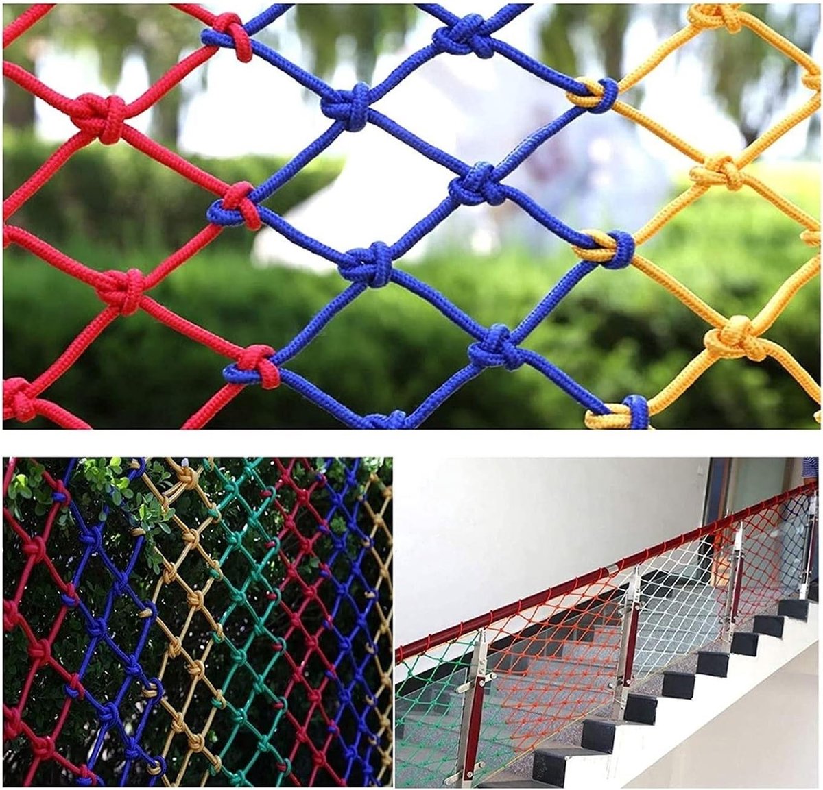 Veiligheidsnet Kinderen - Beschermnet Trap - Kinderen Beveiligen - Heavy-Duty Nylon Touw - 8 cm maaswijdte - Zwart
