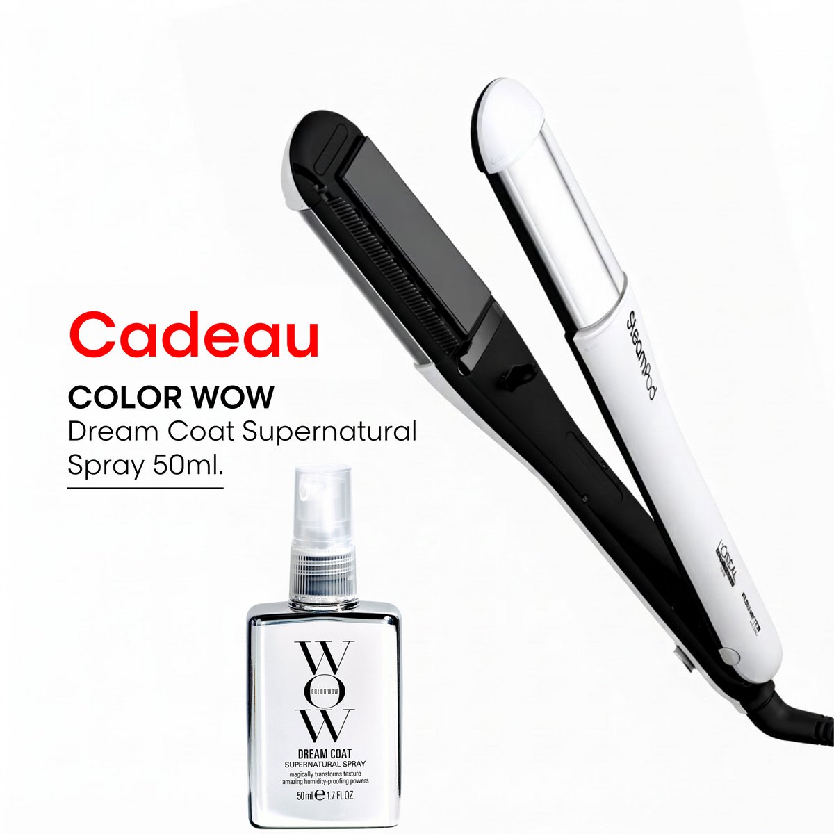 L'Oréal Professionnel SteamPod 4.0 Professionele stoom stijl- & krultang + COLOR WOW Dream Coat Supernatural Spray 50ml CADEAU