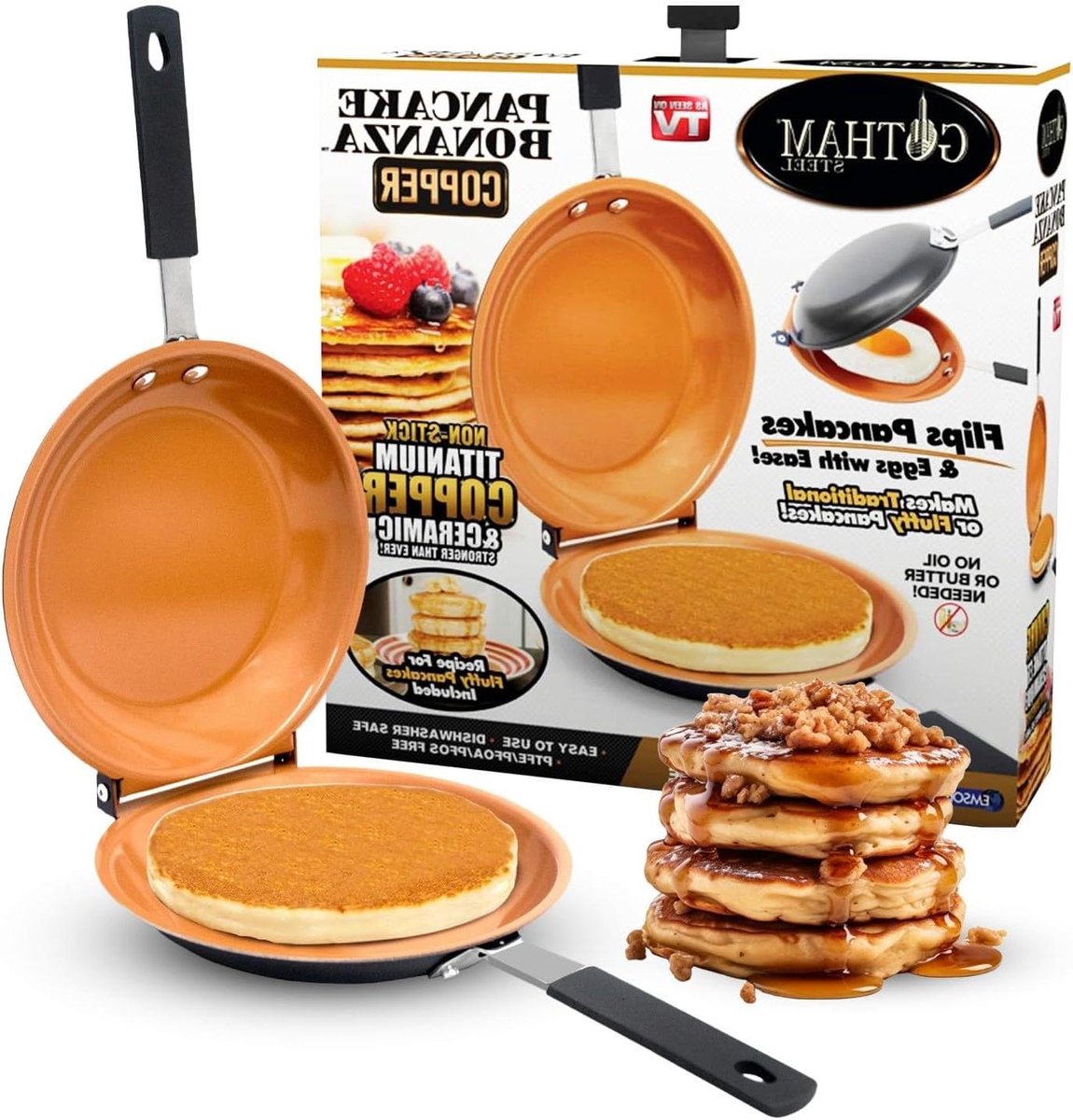 Dubbele Koekenpan - Pannenkoekenpan Omeletpan - Ontbijt Bakken - Non-stick Coating - 2 inch Diep - Grafiet