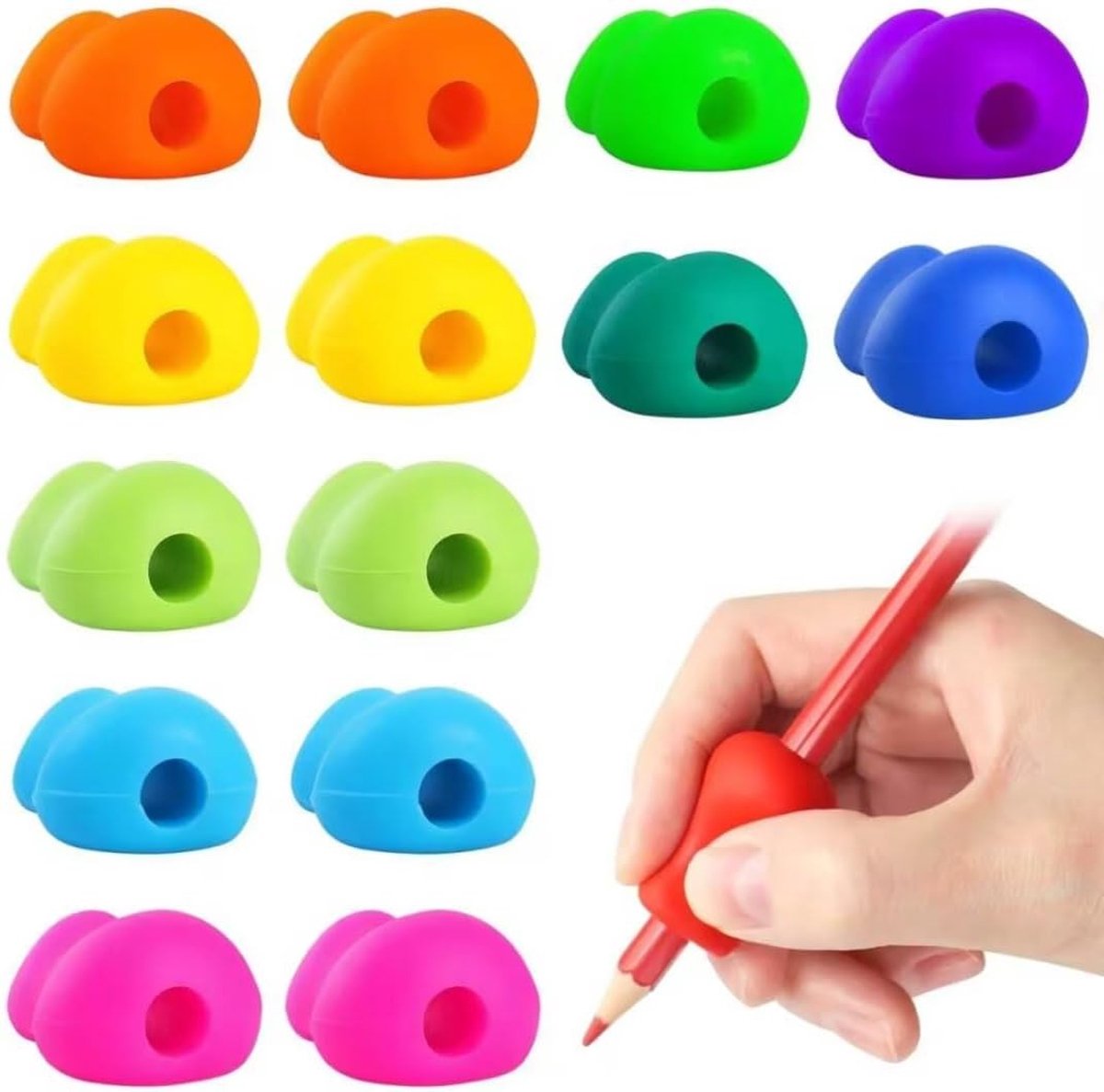Set van 15 ergonomische penhouders voor kinderen - schrijfhulp, gripversterker, geschikt voor links- en rechtshandigen