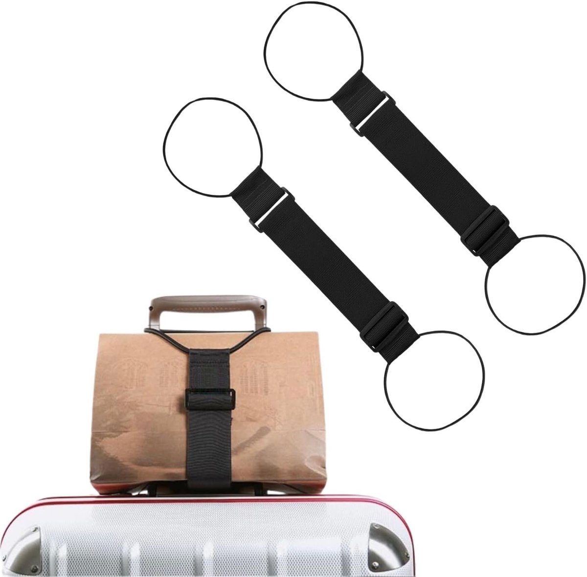 Elastische Bagageriemen - Zwart - Instelbare Lengte 40 - 80 cm - Polyester met Duurzame Gesp - Voor Reizen en Handbagage