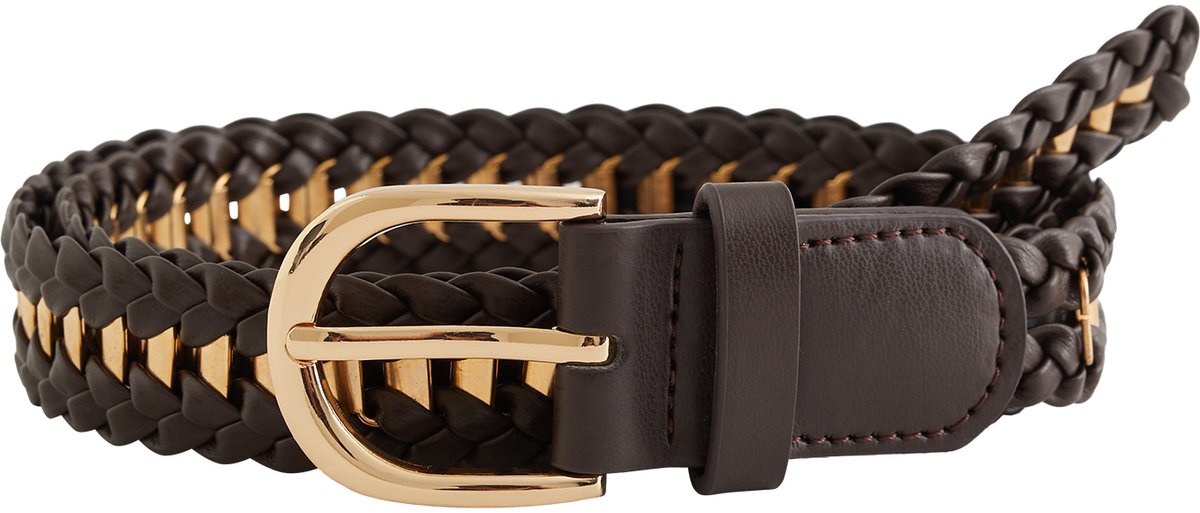 WE Fashion Dames gevlochten riem met gouden details
