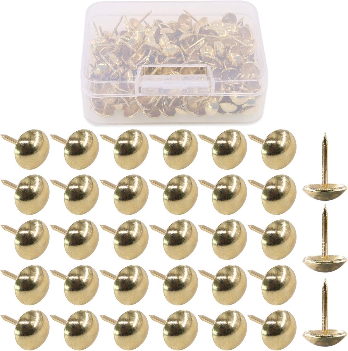 SnelShoppen - 200 Stuks 7/16 Inch (11mm) Antieke Meubel Nagels, Stofnagels, Duimspijkers Assortiment Kit (Goud) voor Decoratie en Meubelrestauratie