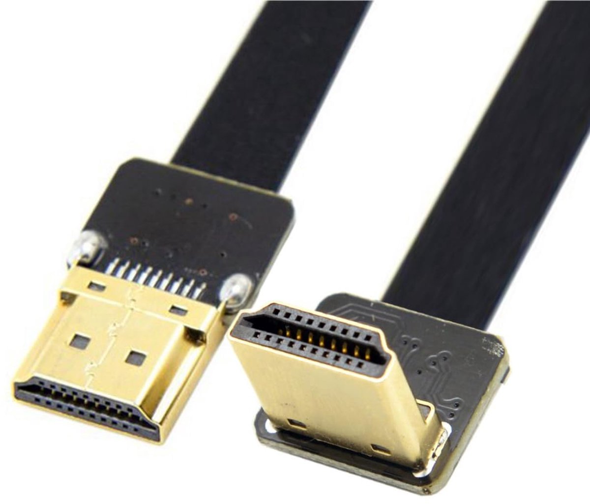 SnelShoppen - 50cm HDMI Kabel Male naar Male 90 Graden Gebogen FPC Plat voor Multicopter Aerial Photography en HDTV Verbinding