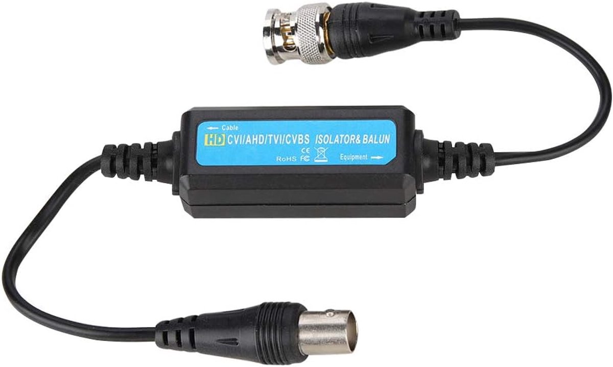 SnelShoppen - BNC video ground loop isolator, coaxiale BNC balun met afgeschermde stroomfilter voor HD-TVI/CVI/AHD camera's, compact en eenvoudig te i