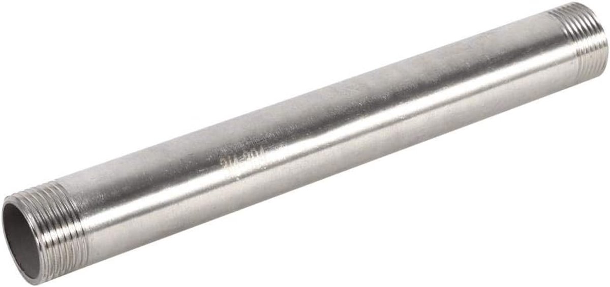 SnelShoppen - Pipe Fitting met Mannelijk Draad 200mm RVS SS304 BSP Pijp met Dubbele Nippel Mannelijk Draad Aansluitstuk 1/4", 1/2", 3/4", 1" voor Wate