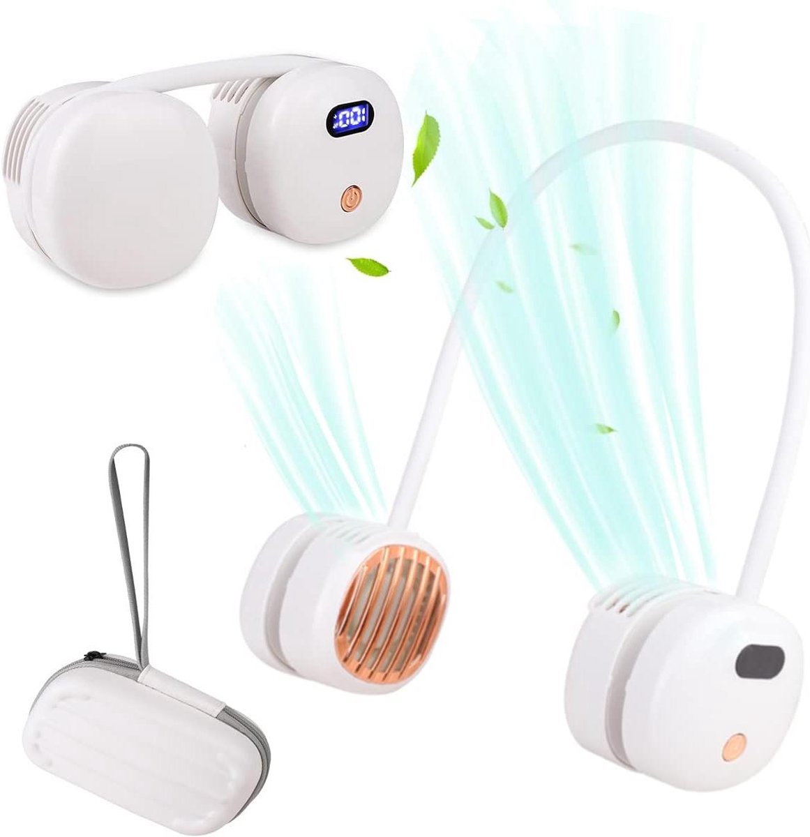 Draagbare Nekventilator - Persoonlijke Koeler - Buiten Activiteiten - 6 Snelheden Instelbaar - 2000mAh Batterij - Zwart