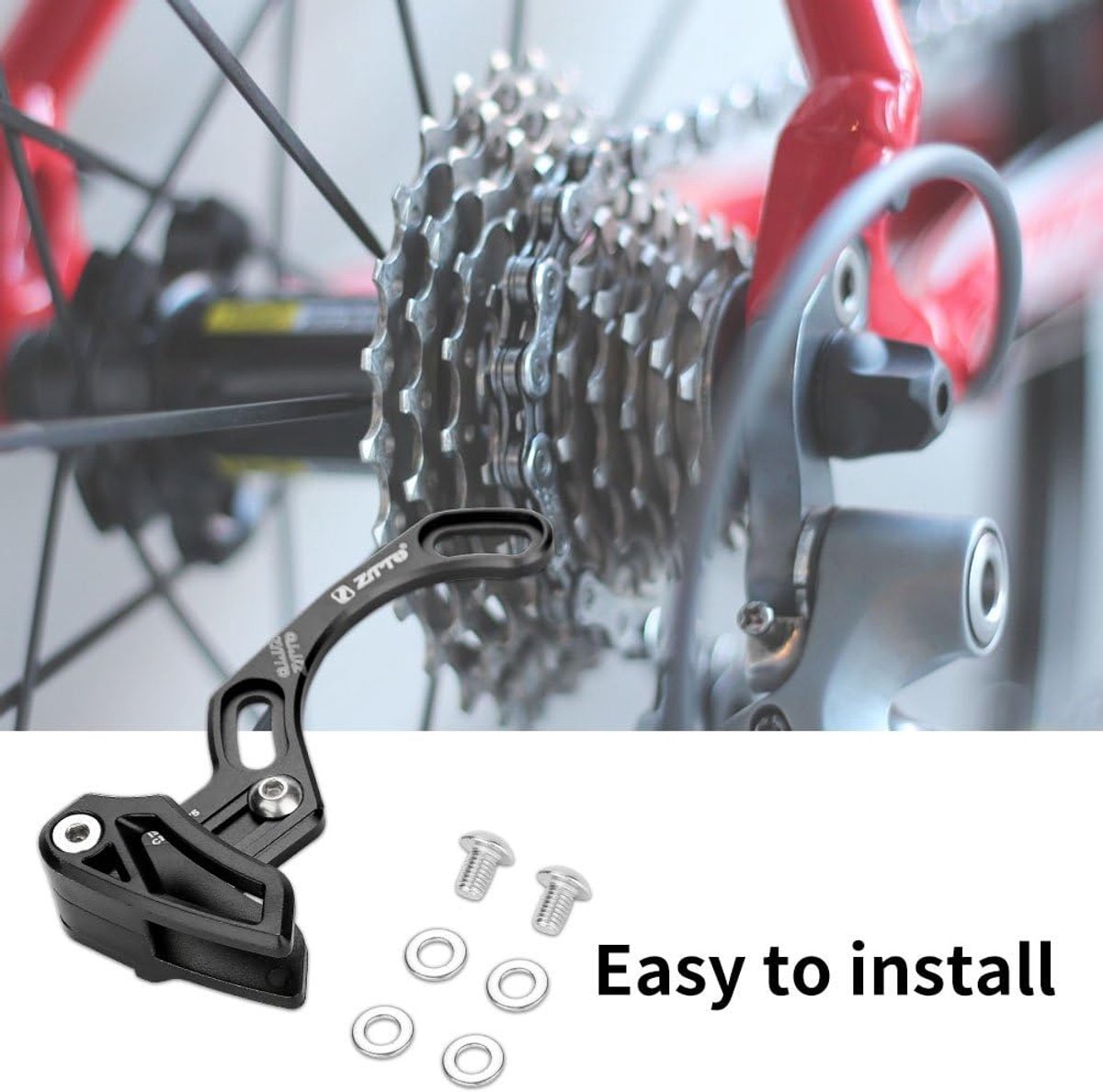 SnelShoppen - Tbest Kettinggeleider Mountainbike, Aluminium Legering, Ultralicht, Unieke Fiets Kettinggeleider ISCG 05, Kettingbeschermer Zwart