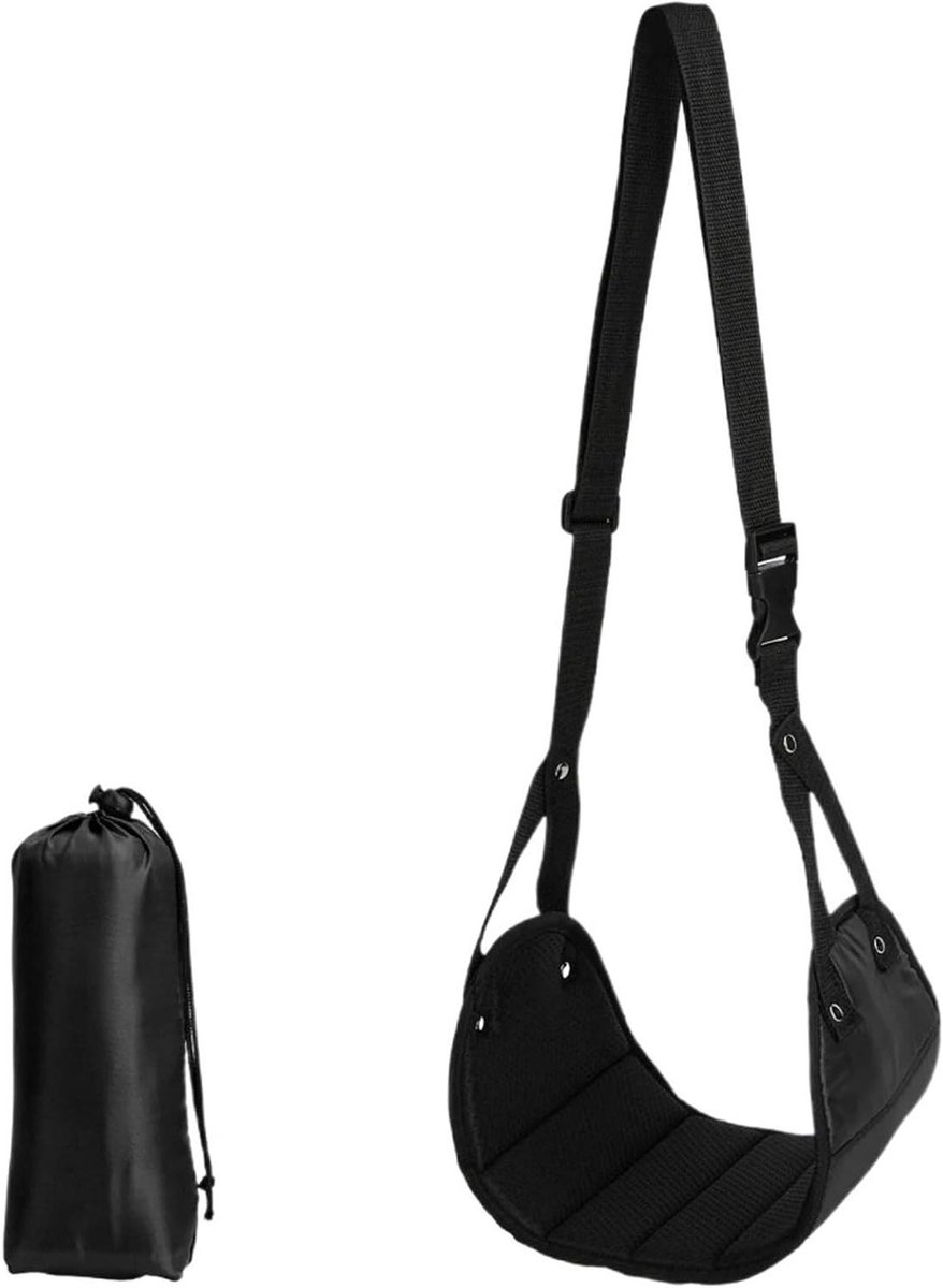 Vliegtuig Voetsteun - Reis Voetsteun - Ontspannen Reizen - Compact Draagbaar - 80-90 cm - Zwart