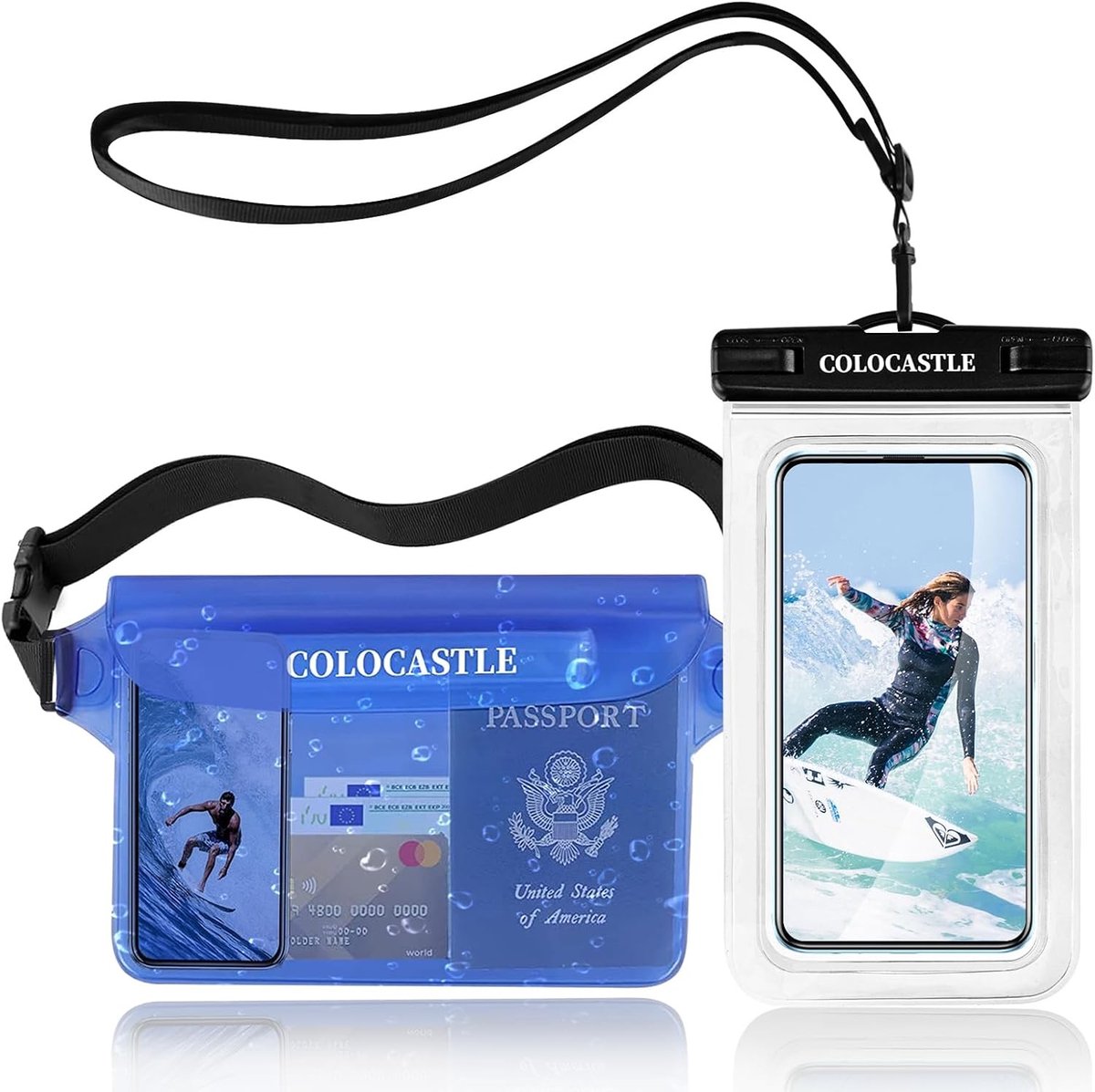 Waterdichte Heuptas - Blauw & Transparant - Verstelbare Riempje - 100% Waterdicht - Voor Watersport en Buitenactiviteiten